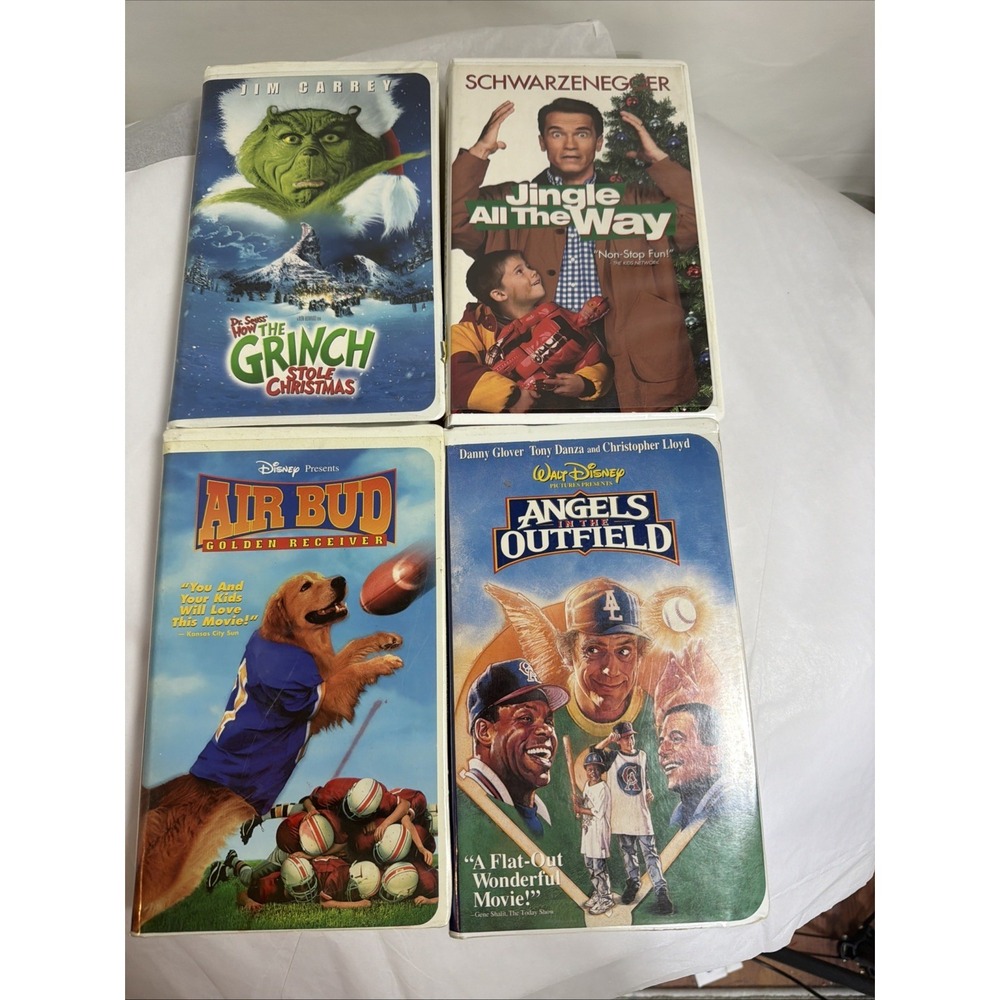 Lot of 4 VHS TAPES Angels In The Outfield Air Bud The Grinch Jingle All The Way
